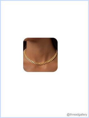 14k Gold Plated Stainless Steel Cuban Link Chain Necklace 14in Choker